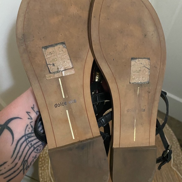 Dolce Vita Flat Gladiator Sandals with ankle strap gold rope detail sz 7 - Picture 9 of 10